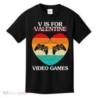 V Is For Valentine Video Games Retro Sunset Heart Kids T-Shirt thumb 0