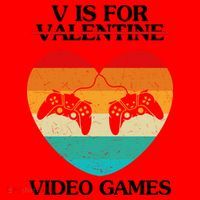 V Is For Valentine Video Games Retro Sunset Heart Santa Hat thumb 1
