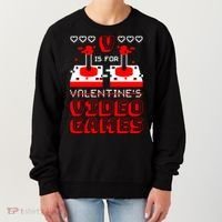 V Is For Valentine's Day Funny Video Game Gamer Women's Sweatshirt thumb 0