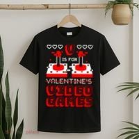 V Is For Valentine's Day Funny Video Game Gamer T-Shirt thumb 2