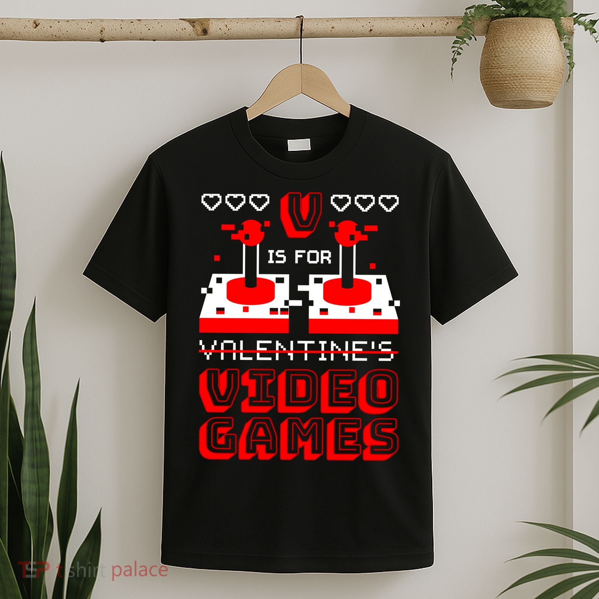 V Is For Valentine's Day Funny Video Game Gamer T-Shirt