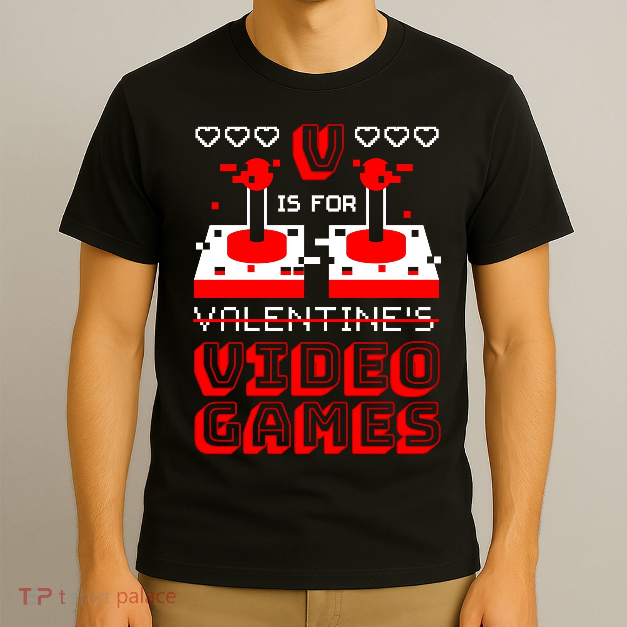 V Is For Valentine's Day Funny Video Game Gamer T-Shirt