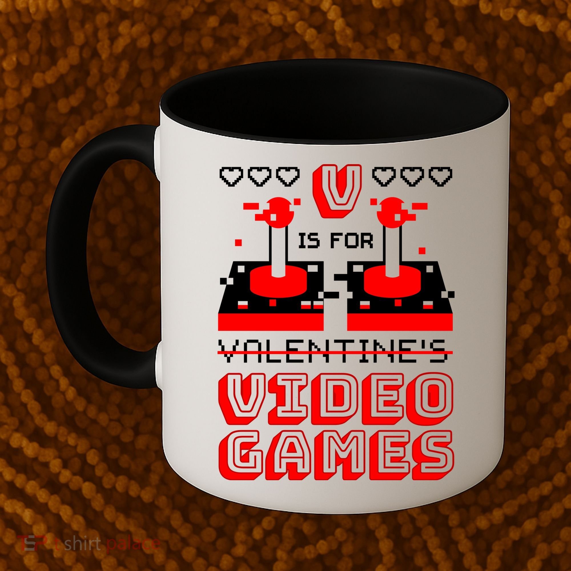 V Is For Valentine's Day Funny Video Game Gamer Coffee Mug