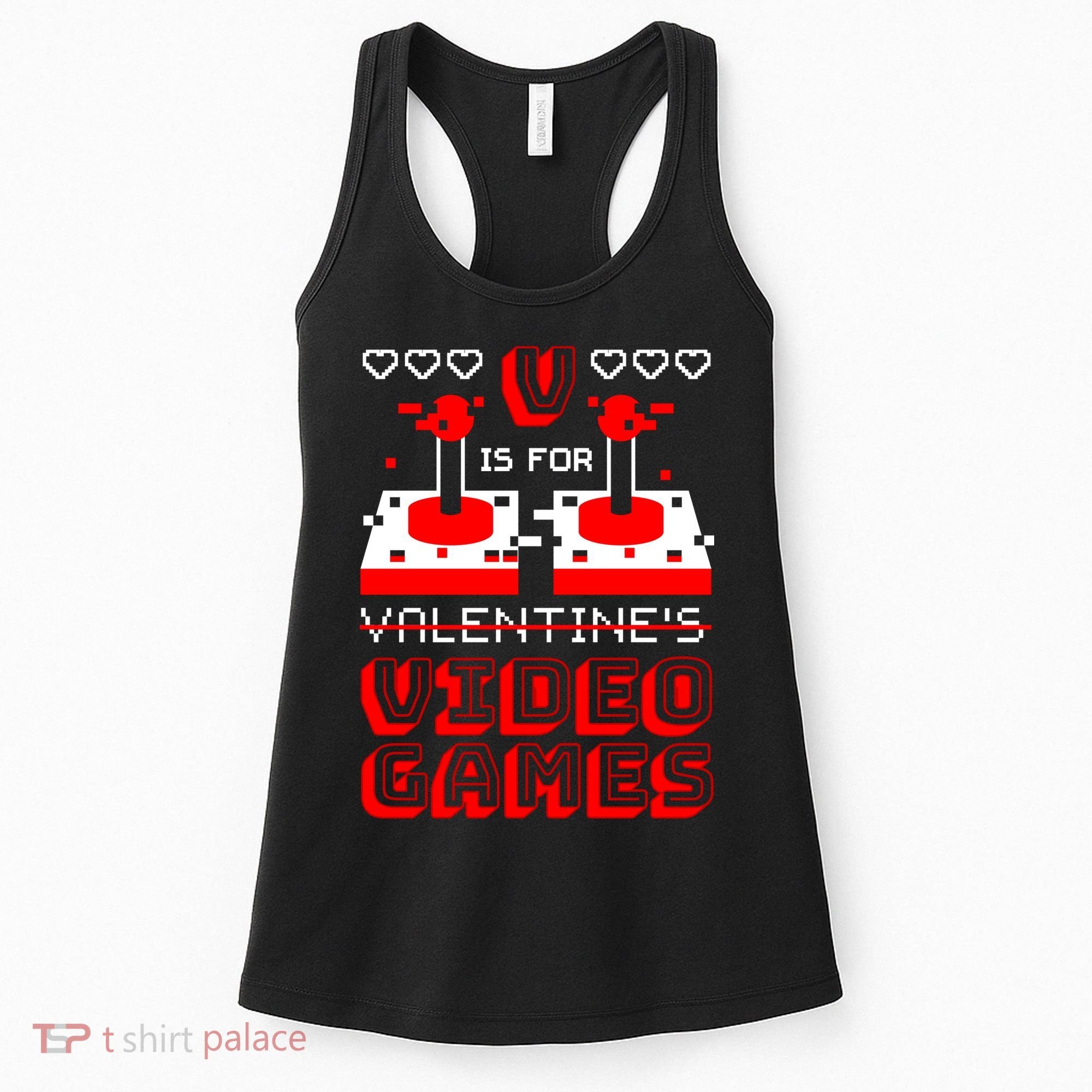 V Is For Valentine's Day Funny Video Game Gamer Women's Tank Top