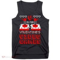 V Is For Valentine's Day Funny Video Game Gamer Tank Top thumb 0