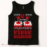 V Is For Valentine's Day Funny Video Game Gamer Tank Top thumb 2