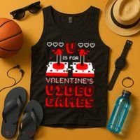 V Is For Valentine's Day Funny Video Game Gamer Tank Top thumb 4