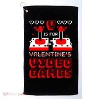 V Is For Valentine's Day Funny Video Game Gamer Golf Towel thumb 0