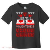 V Is For Valentine's Day Funny Video Game Gamer Toddler T-Shirt thumb 0