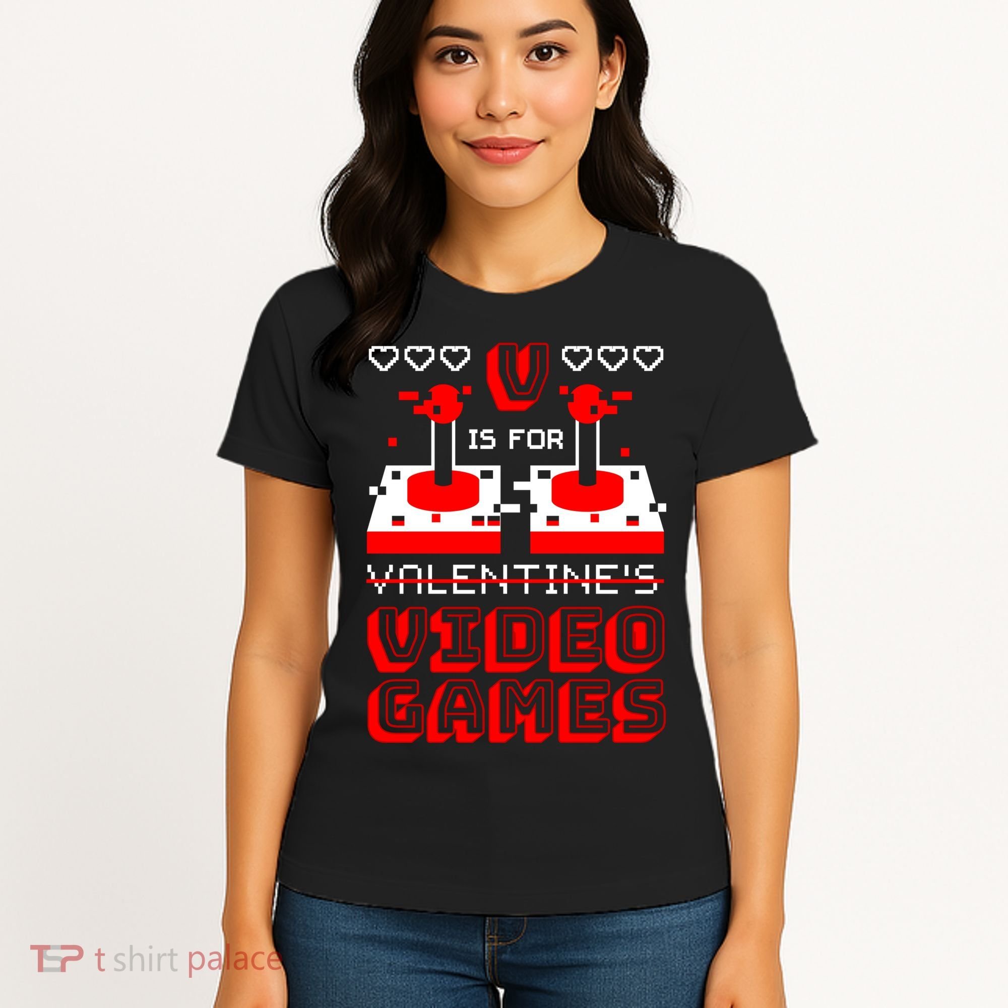 V Is For Valentine's Day Funny Video Game Gamer Women's T-Shirt