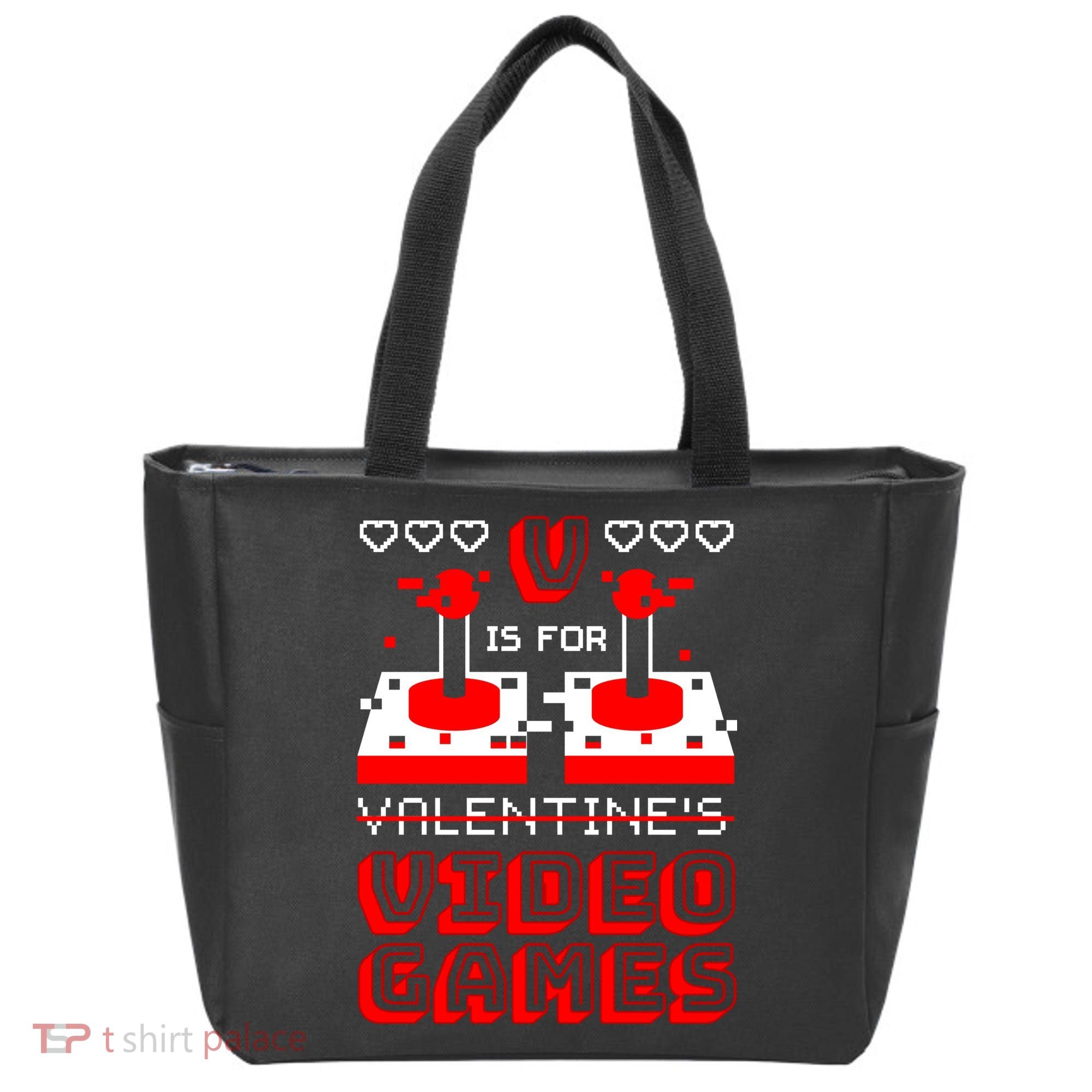 V Is For Valentine's Day Funny Video Game Gamer Tote Bag