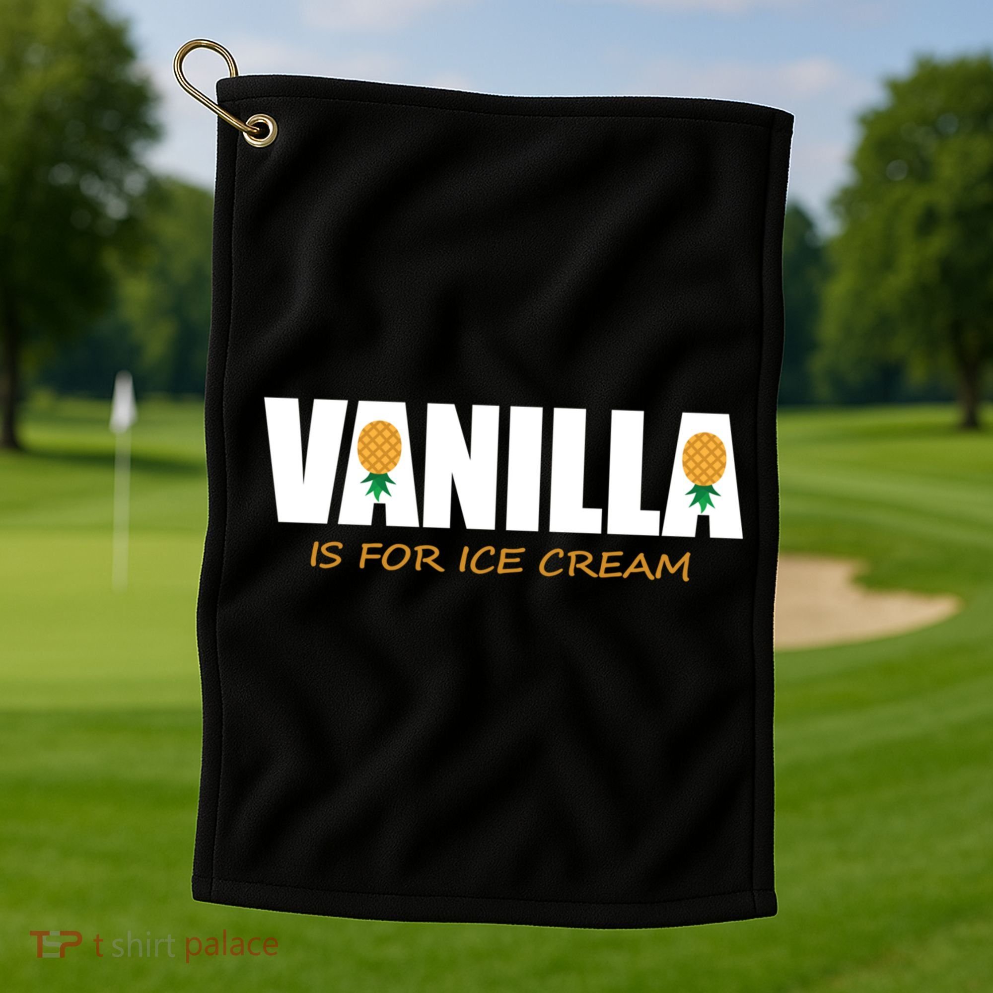 Vanilla Is For Ice Cream Upside Down Pineapple Swinger Theme Great Gift Golf Towel