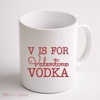 V Is For Vodka Funny Valentines Day Coffee Mug thumb 1