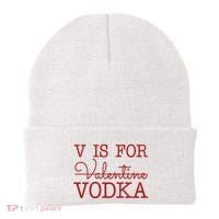 V Is For Vodka Funny Valentines Day Beanie thumb 0