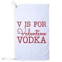 V Is For Vodka Funny Valentines Day Golf Towel thumb 0