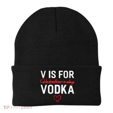 V Is For Vodka Valentine's Day Funny Vodka Lover Beanie