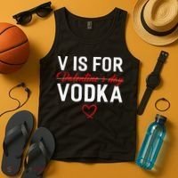 V Is For Vodka Valentine's Day Funny Vodka Lover Tank Top thumb 4