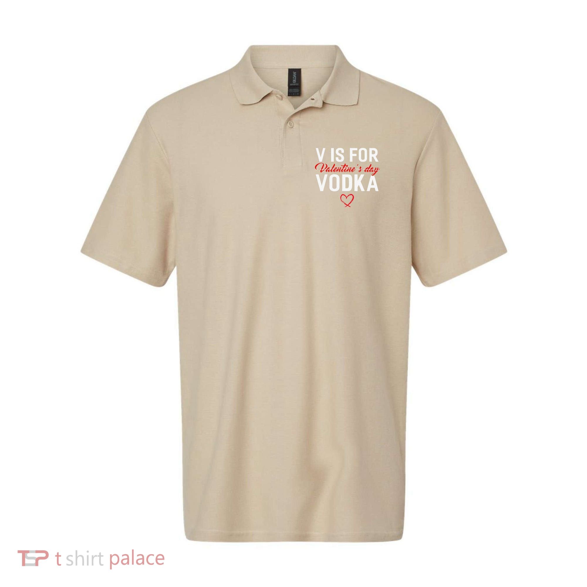 V Is For Vodka Valentine's Day Funny Vodka Lover Polo