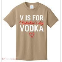V Is For Vodka Valentine's Day Funny Vodka Lover Kids T-Shirt thumb 0
