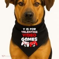 V Is For Video Games Funny Valentines Day Gamer USA-Made Doggie Bandana thumb 1