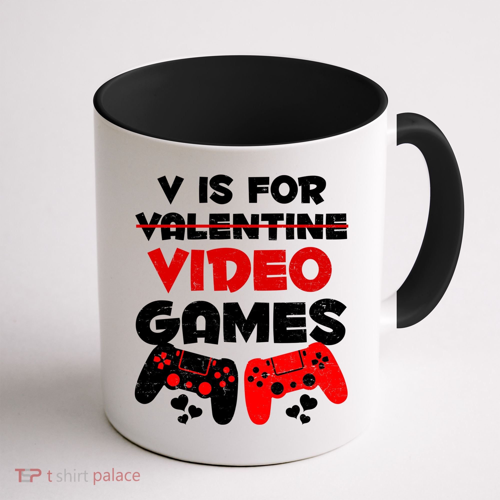 V Is For Video Games Funny Valentines Day Gamer Coffee Mug