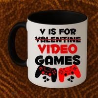 V Is For Video Games Funny Valentines Day Gamer Coffee Mug thumb 2