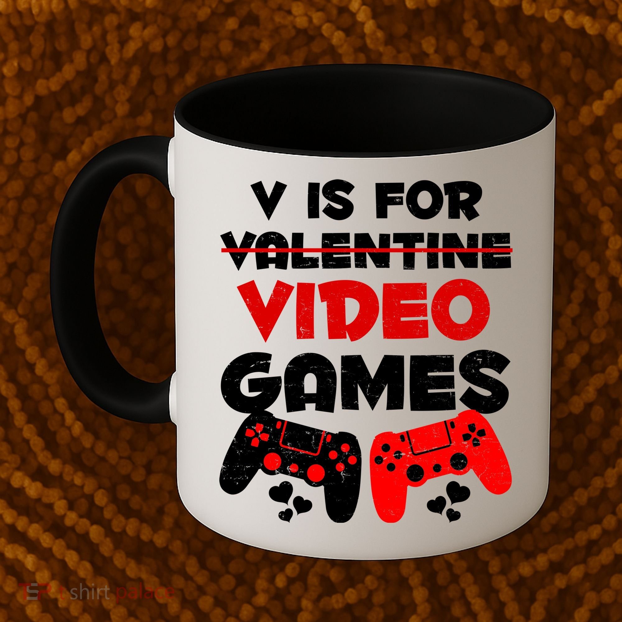 V Is For Video Games Funny Valentines Day Gamer Coffee Mug