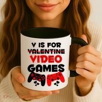 V Is For Video Games Funny Valentines Day Gamer Coffee Mug thumb 3