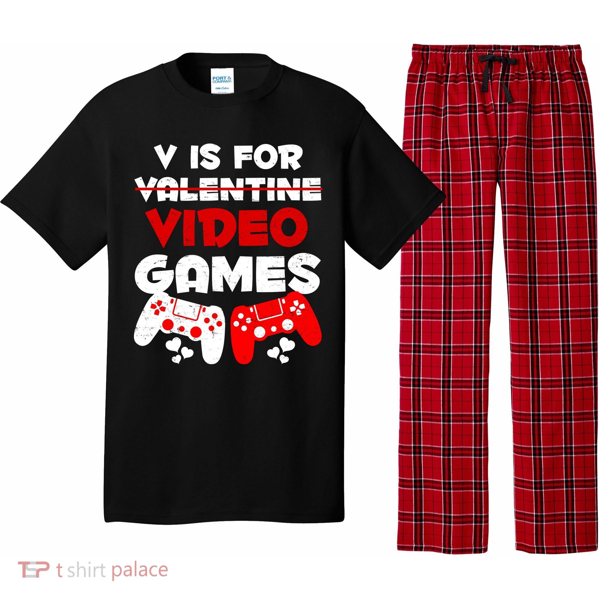 V Is For Video Games Funny Valentines Day Gamer Pajama Set