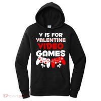 V Is For Video Games Funny Valentines Day Gamer Women's Hoodie thumb 0