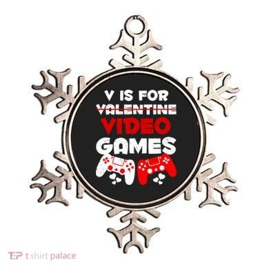V Is For Video Games Funny Valentines Day Gamer Ornament