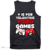 V Is For Video Games Funny Valentines Day Gamer Tank Top thumb 0
