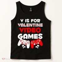 V Is For Video Games Funny Valentines Day Gamer Tank Top thumb 2