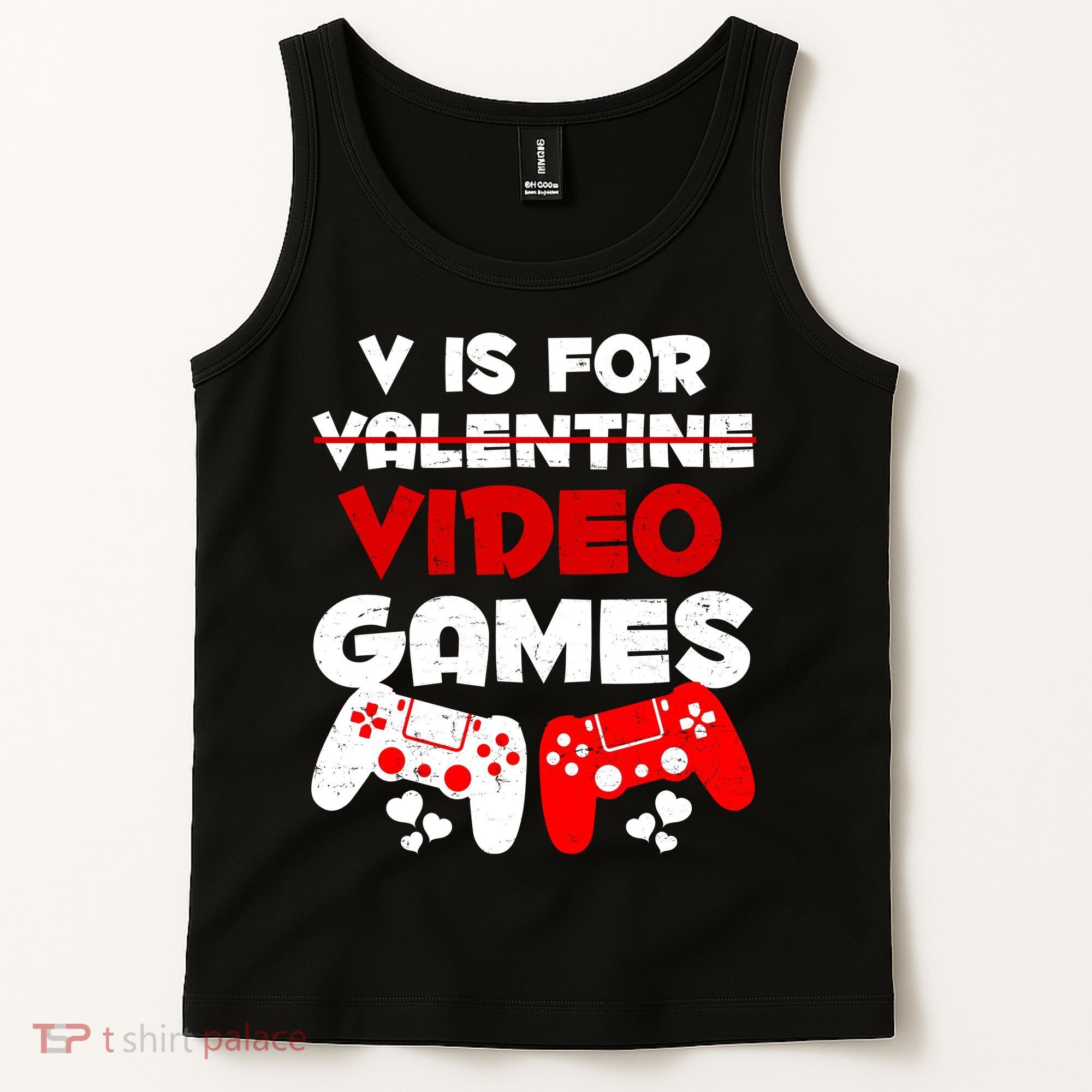 V Is For Video Games Funny Valentines Day Gamer Tank Top