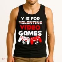 V Is For Video Games Funny Valentines Day Gamer Tank Top thumb 3