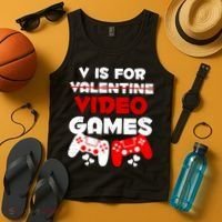 V Is For Video Games Funny Valentines Day Gamer Tank Top thumb 4