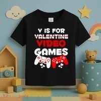 V Is For Video Games Funny Valentines Day Gamer Toddler T-Shirt thumb 3