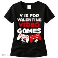 V Is For Video Games Funny Valentines Day Gamer Women's T-Shirt thumb 0