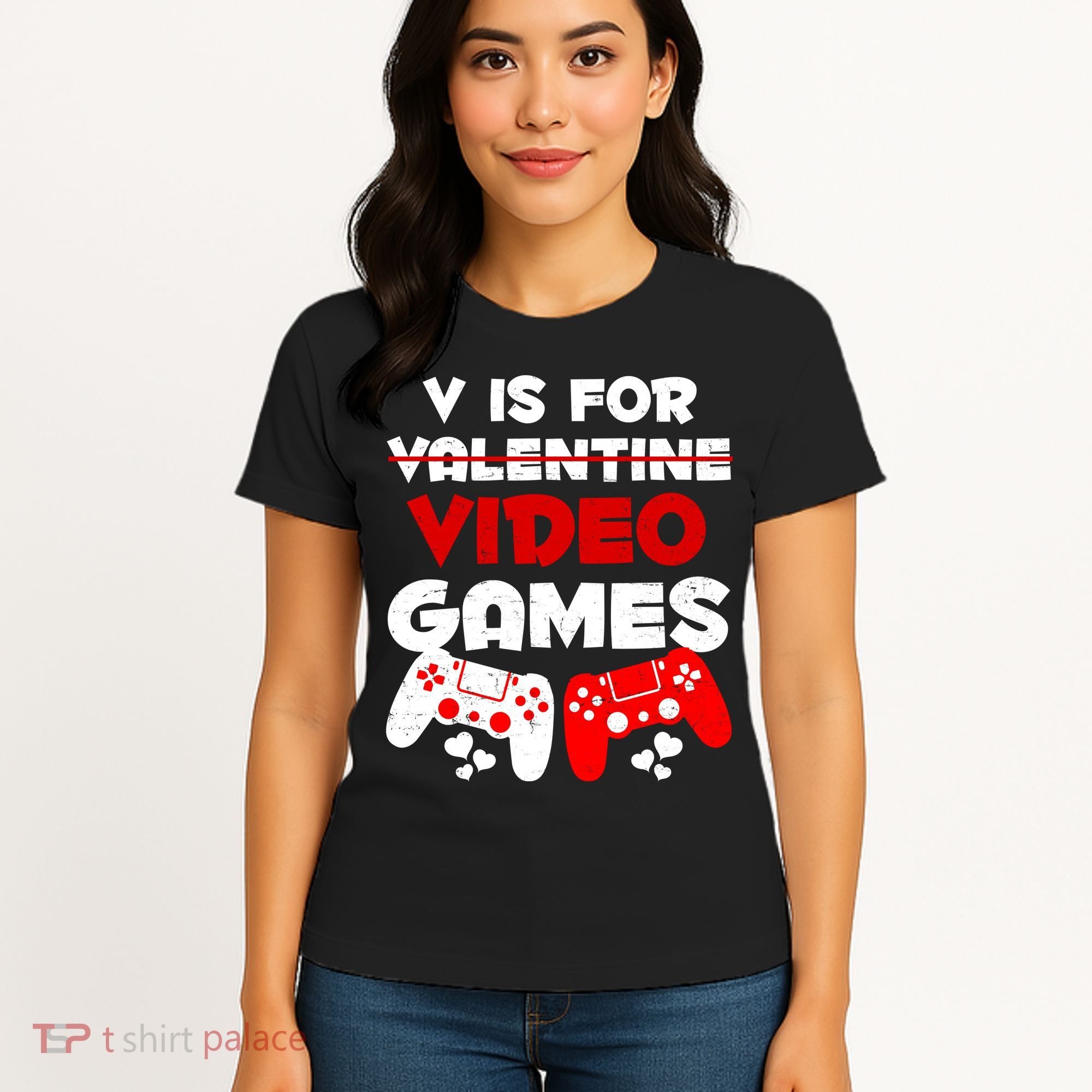 V Is For Video Games Funny Valentines Day Gamer Women's T-Shirt