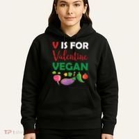 V Is For Vegan Funny Valentines Day Hoodie thumb 5