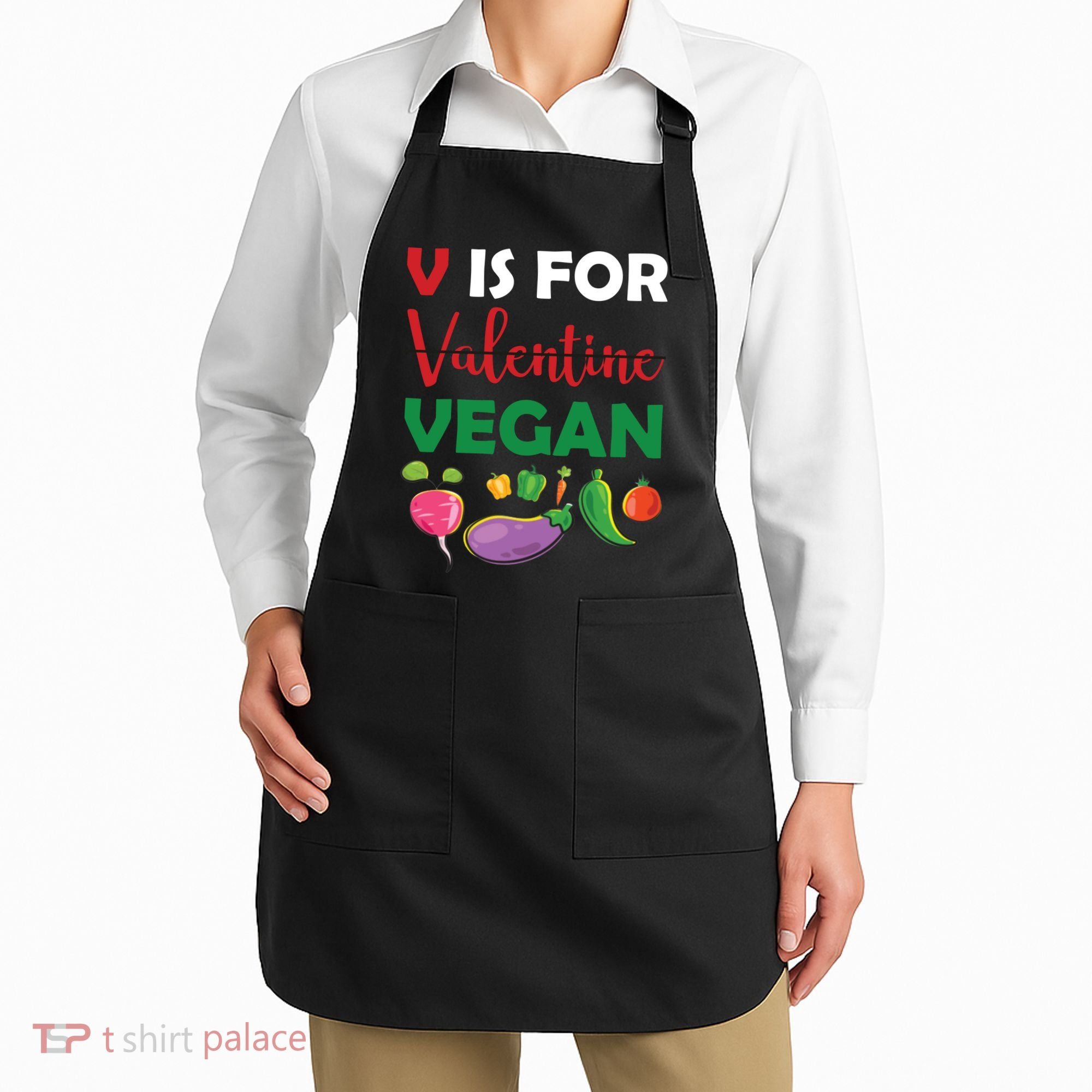 V Is For Vegan Funny Valentines Day Apron