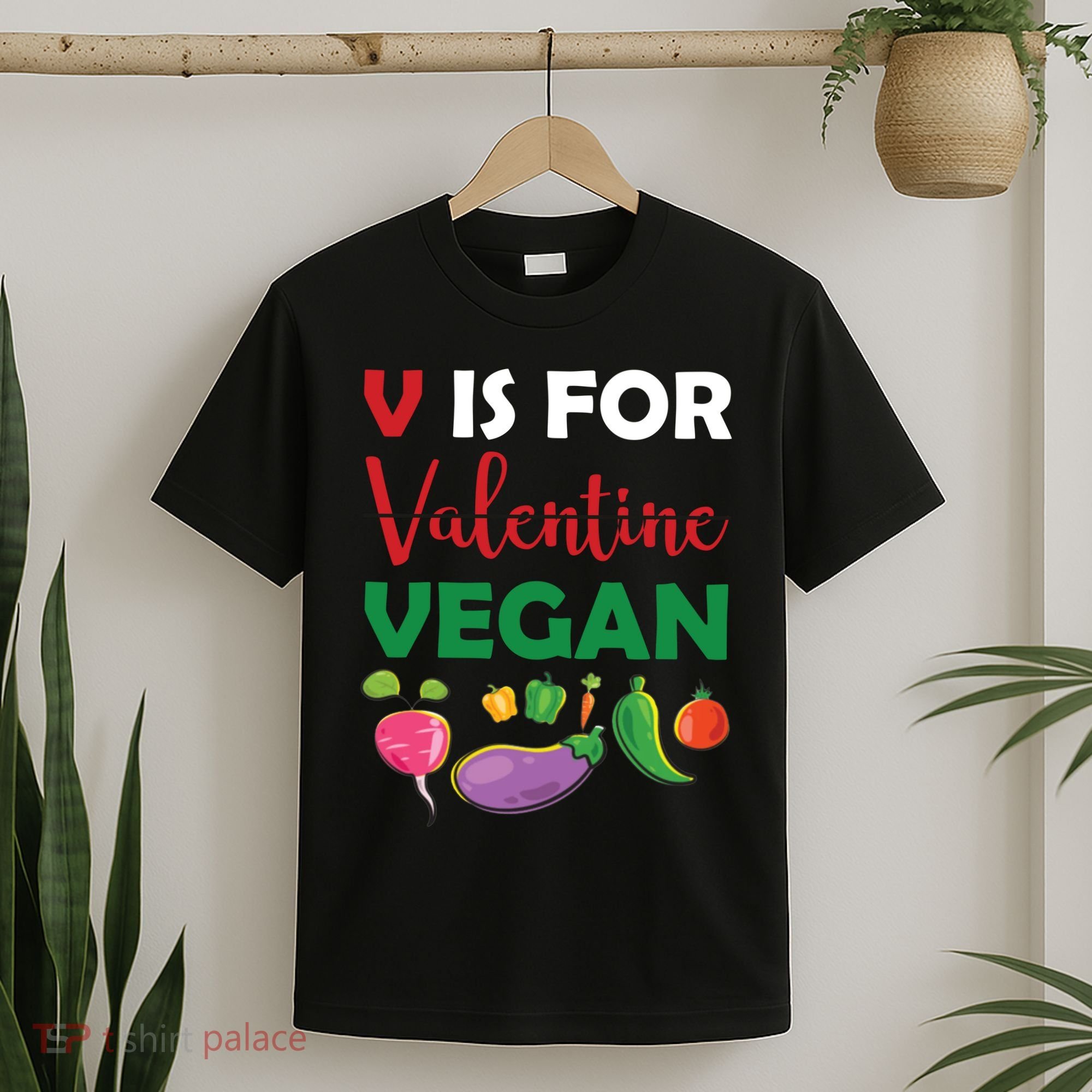 V Is For Vegan Funny Valentines Day T-Shirt
