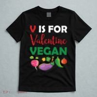 V Is For Vegan Funny Valentines Day T-Shirt thumb 5