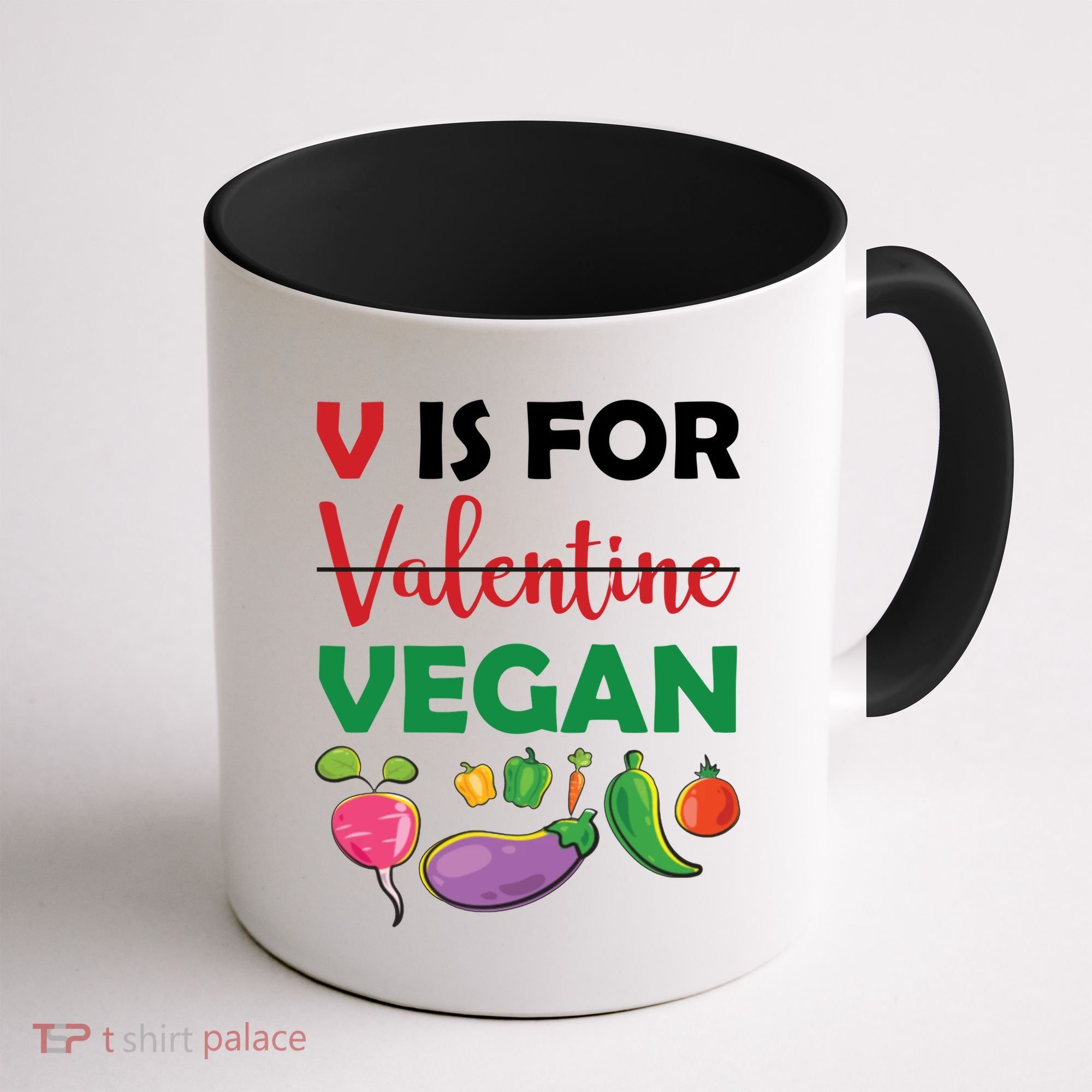 V Is For Vegan Funny Valentines Day Coffee Mug