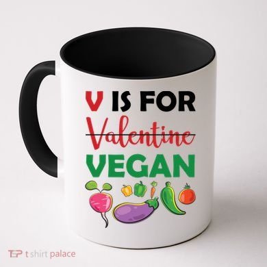 V Is For Vegan Funny Valentines Day Coffee Mug