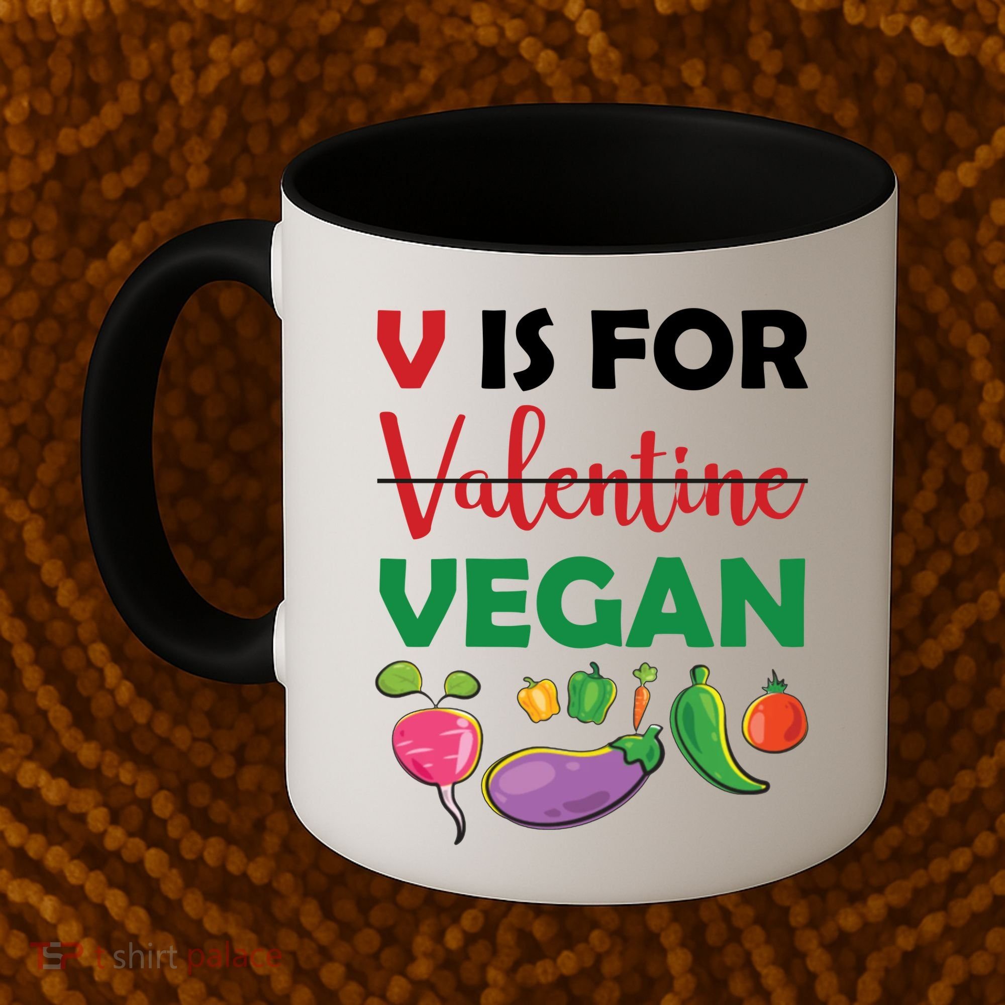 V Is For Vegan Funny Valentines Day Coffee Mug