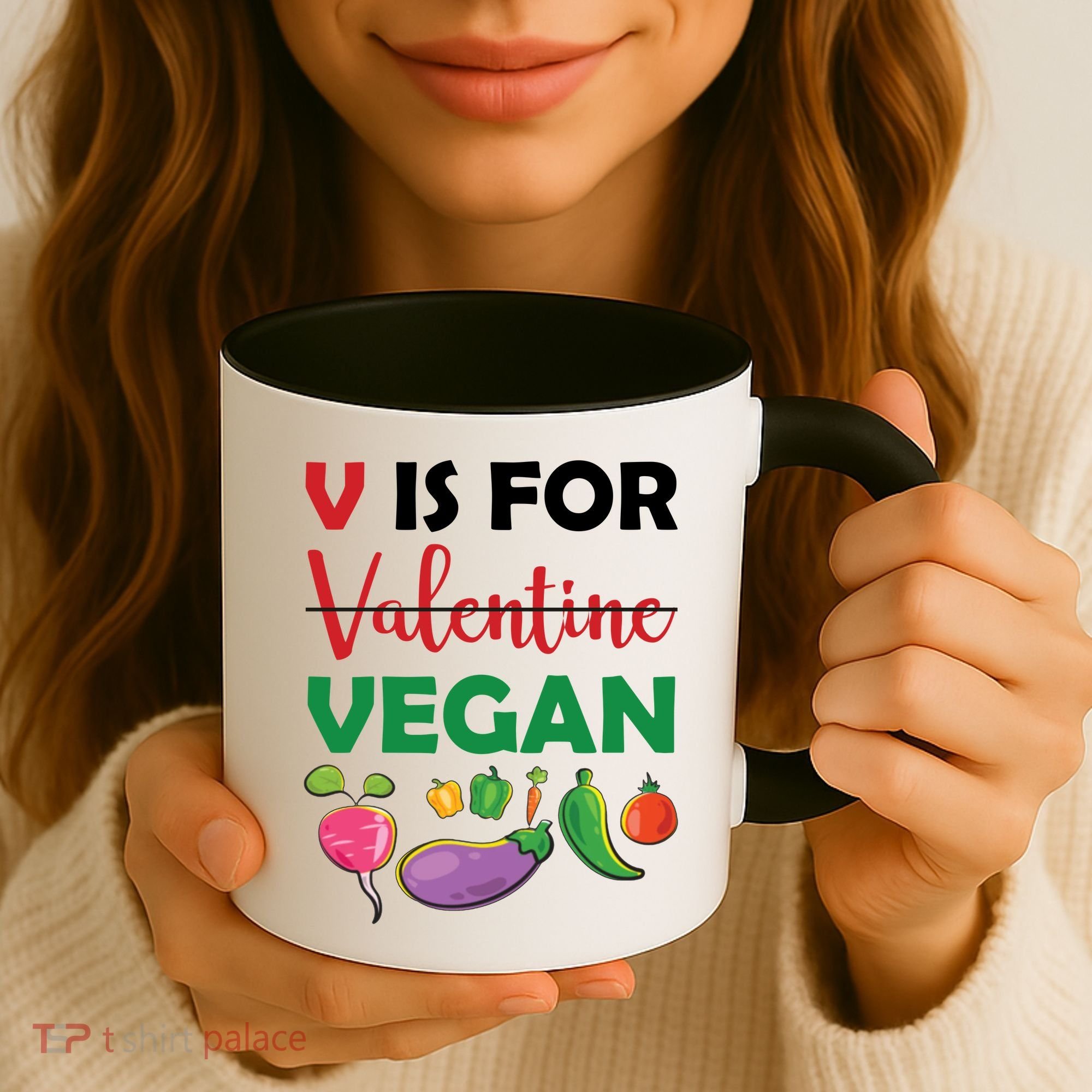 V Is For Vegan Funny Valentines Day Coffee Mug