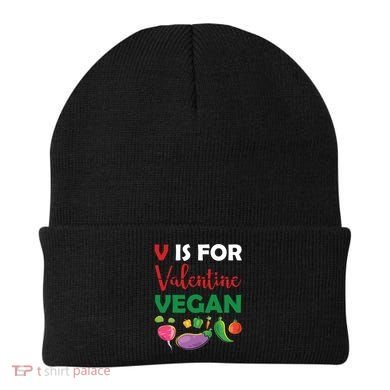 V Is For Vegan Funny Valentines Day Beanie