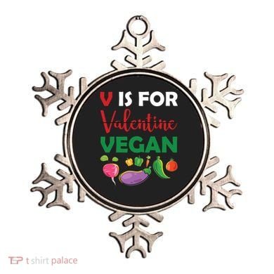 V Is For Vegan Funny Valentines Day Ornament