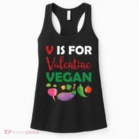 V Is For Vegan Funny Valentines Day Women's Tank Top thumb 0
